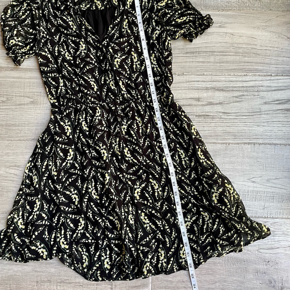 BA&SH Matcha Floral Mini Dress Noir Flowy Ruffles Elastic Waist BLK/Yellow SZ 4 - Picture 13 of 16